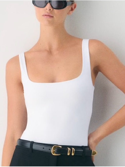 Women’s White Square-Neck Bodysuit
